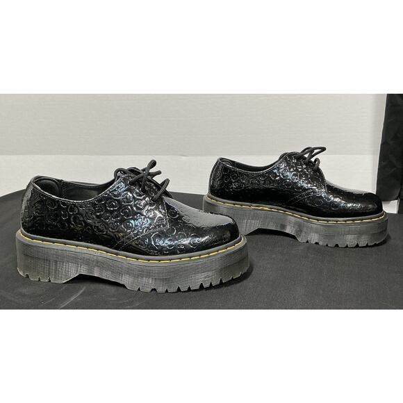 Dr Martens 1461 Men 8 Women 9 Leopard Emboss Patent Leather Platform Shoes NWOB‎
